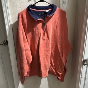 Orvis Men's Zip-Up Sweater in Coral and Navy XL